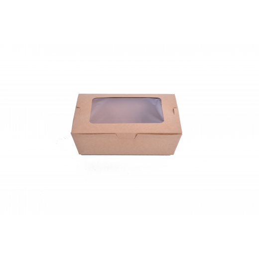 Paper Container Salad Rectangle Brown  Small - 1 Piece